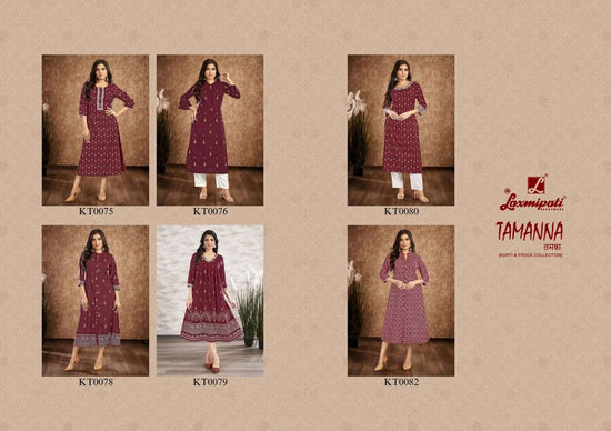 Laxmipati Tamanna Spun Base Handprinted Embroidered Kurti