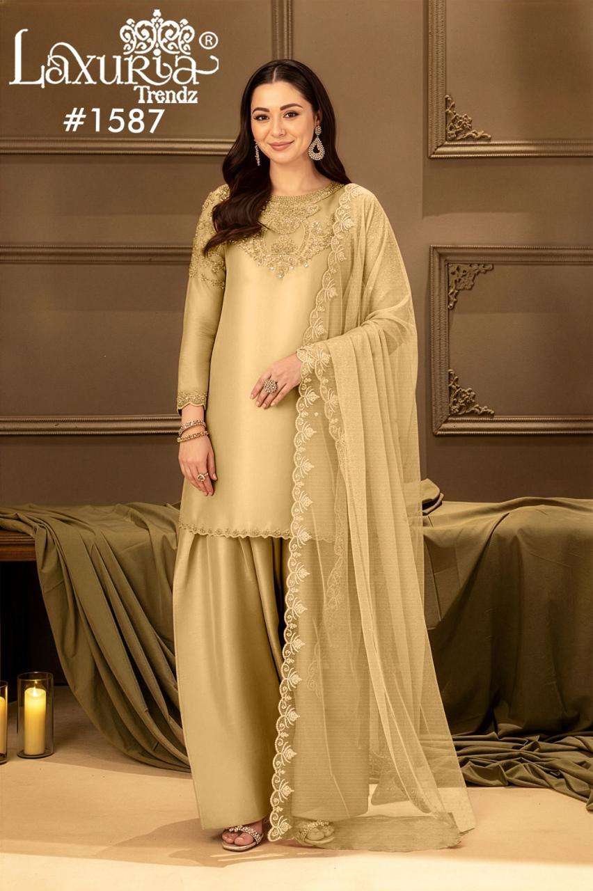 Laxuria 1587 Satin Pakistani Suit Set - Amrah Wholesale