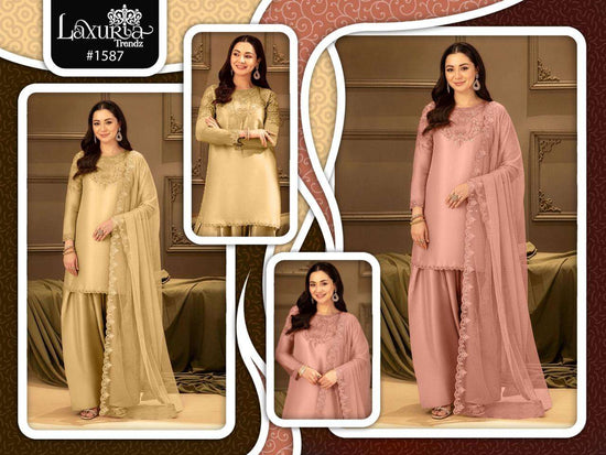 Laxuria 1587 Satin Pakistani Suit Set - Amrah Wholesale