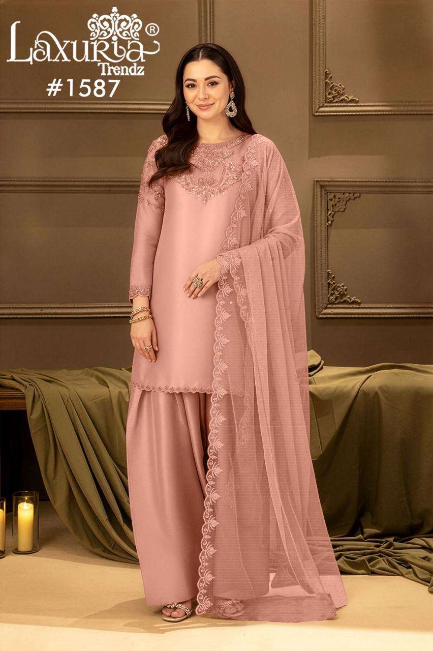 Laxuria 1587 Satin Pakistani Suit Set - Amrah Wholesale