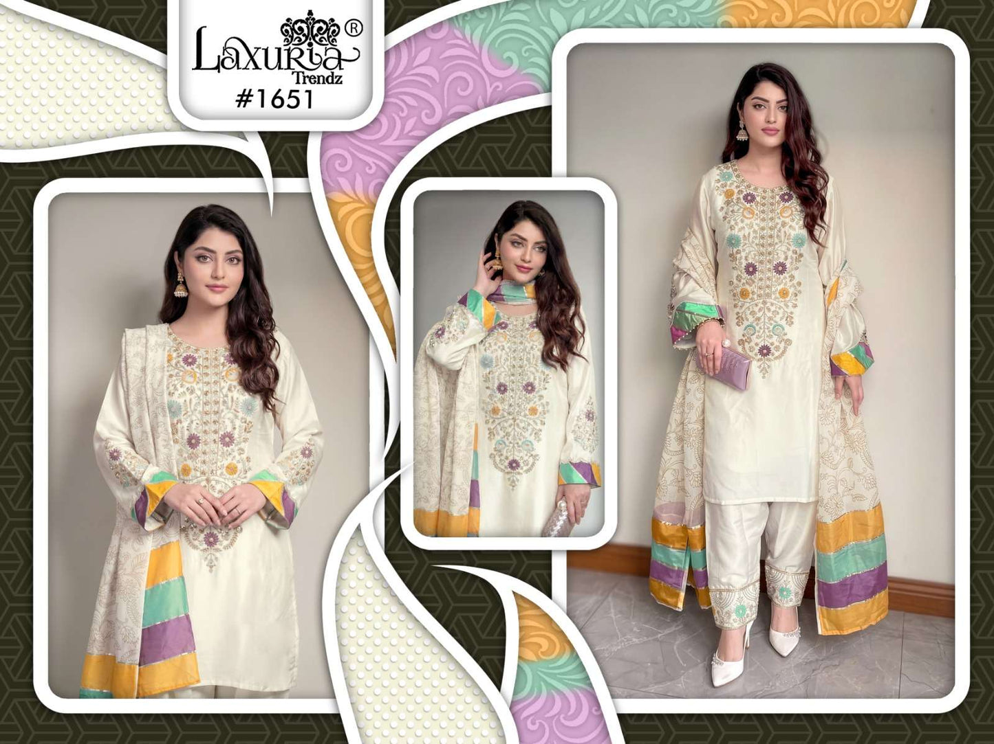 Laxuria Trendz LT 1651 Pure Satin Pakistani Suit Set - Amrah Wholesale
