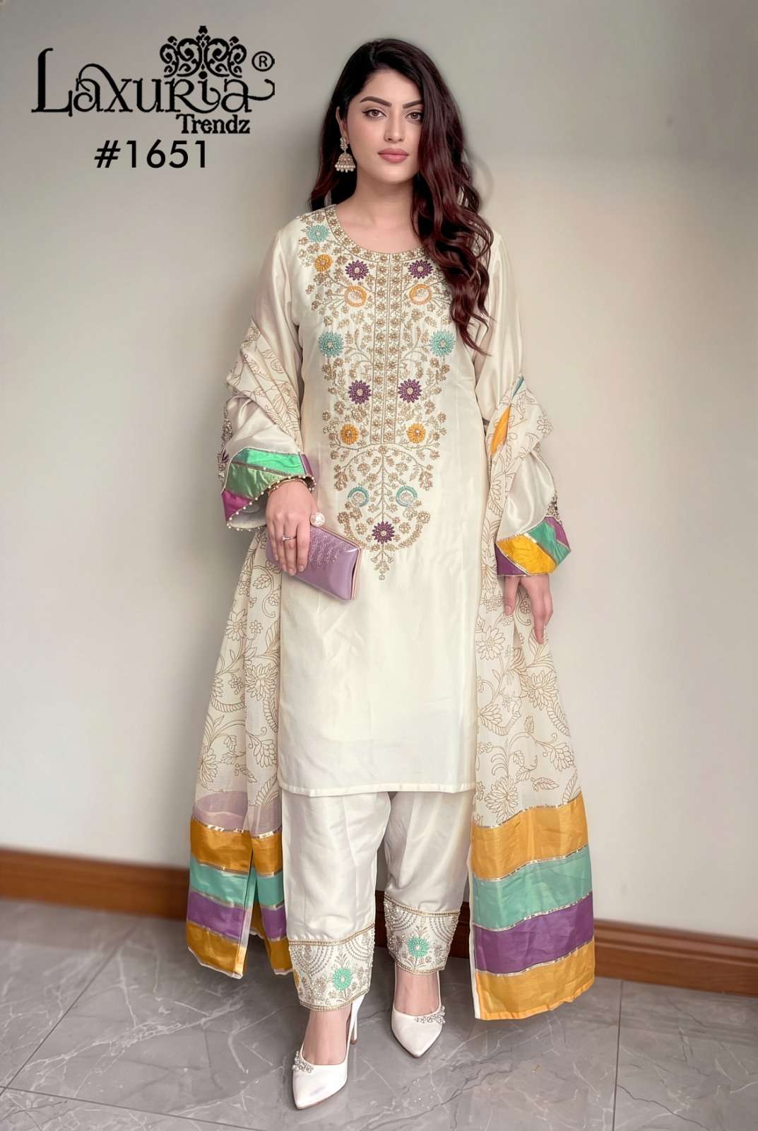 Laxuria Trendz LT 1651 Pure Satin Pakistani Suit Set - Amrah Wholesale