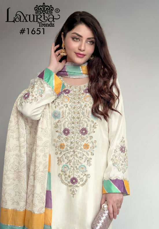 Laxuria Trendz LT 1651 Pure Satin Pakistani Suit Set - Amrah Wholesale