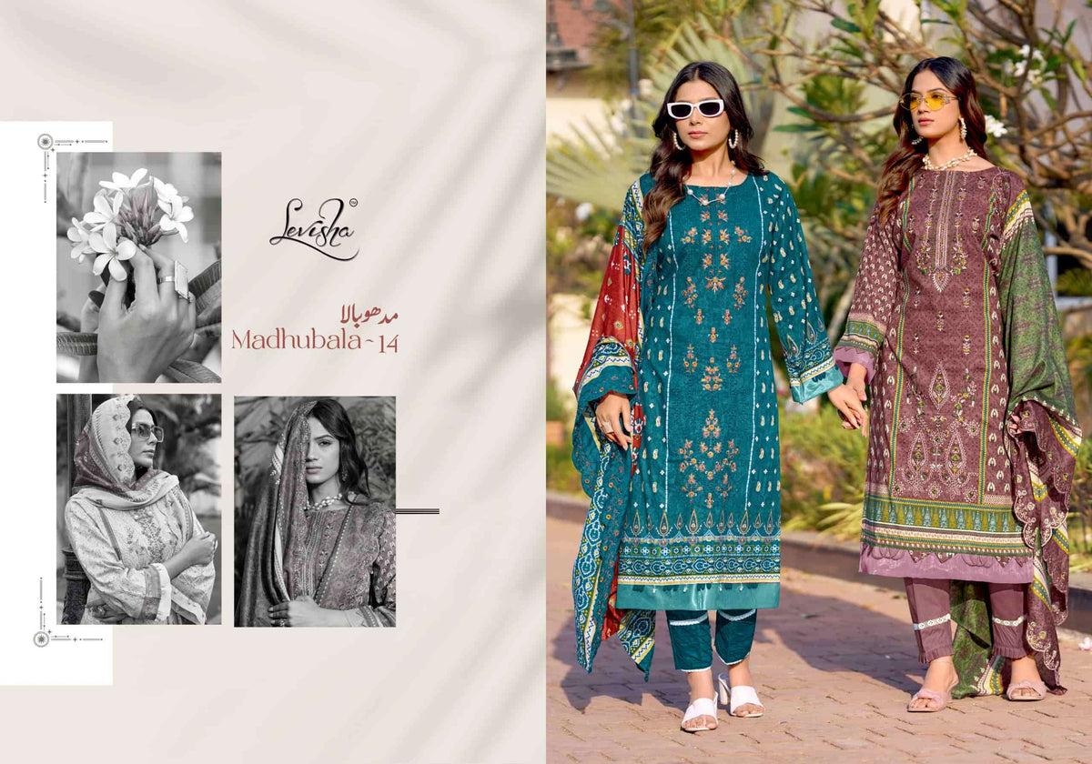 Levisha Madhubala Vol 14 Cambric Lawn Cotton Pakistani Style Dress Material Wholesale