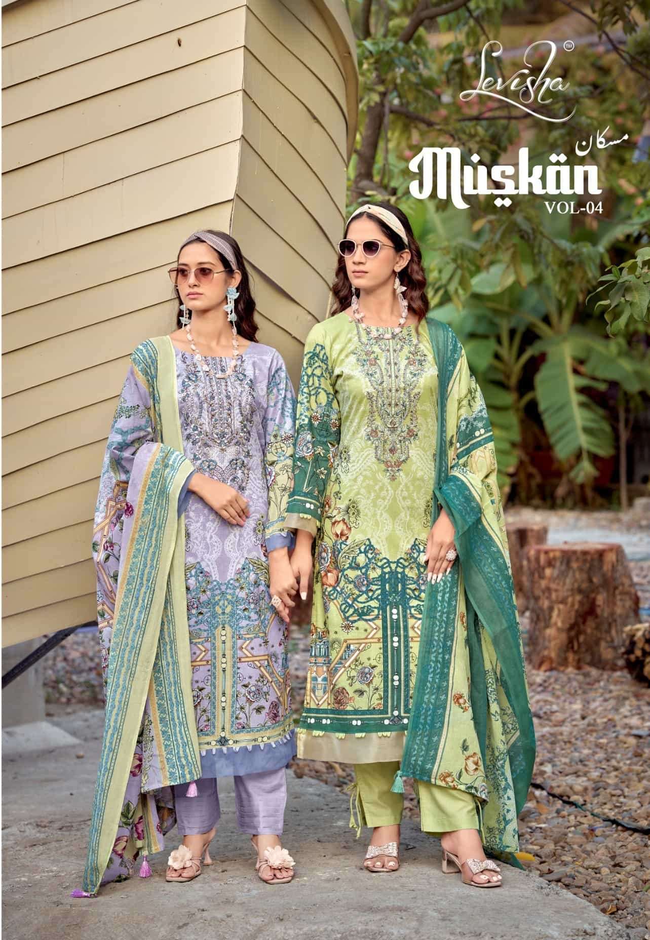 Levisha Muskan Vol 4 Cambric Cotton Embroidered Pakistani Suit - Amrah Wholesale