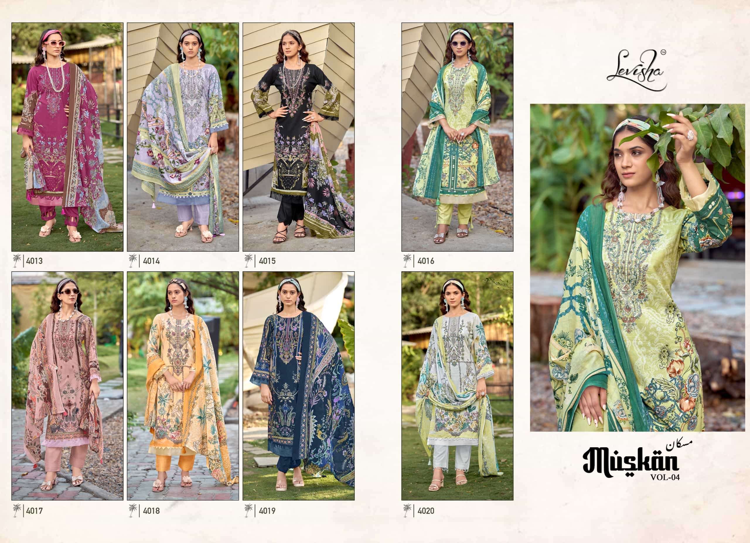 Levisha Muskan Vol 4 Cambric Cotton Embroidered Pakistani Suit