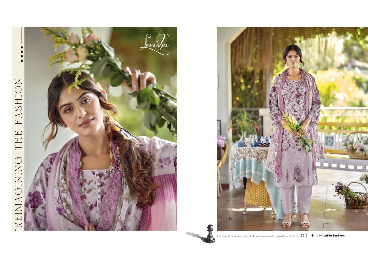 Levisha Nawazish Vol 2 Lawn Cotton Unstitched Pakistani Suit - Amrah Wholesale