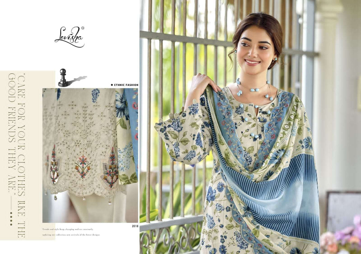 Levisha Nawazish Vol 2 Lawn Cotton Unstitched Pakistani Suit - Amrah Wholesale