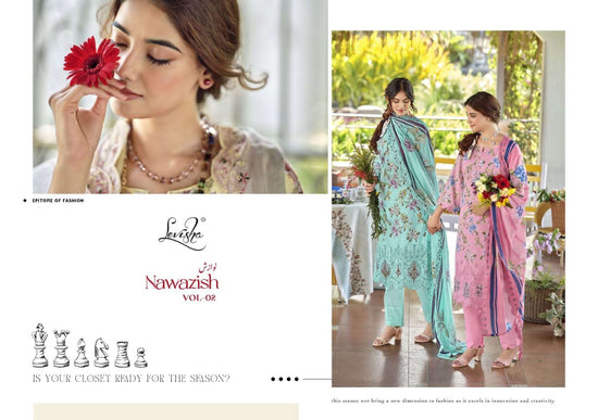 Levisha Nawazish Vol 2 Lawn Cotton Unstitched Pakistani Suit - Amrah Wholesale