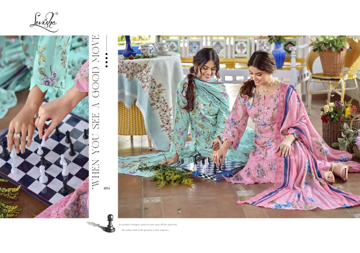 Levisha Nawazish Vol 2 Lawn Cotton Unstitched Pakistani Suit - Amrah Wholesale