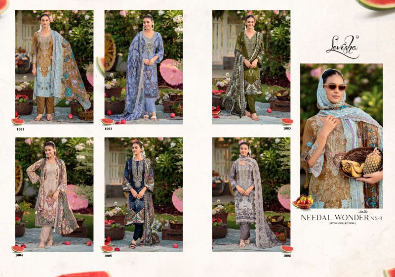 Levisha Needal Wonder Nx 3 Viscose Rayon Printed Dress Material