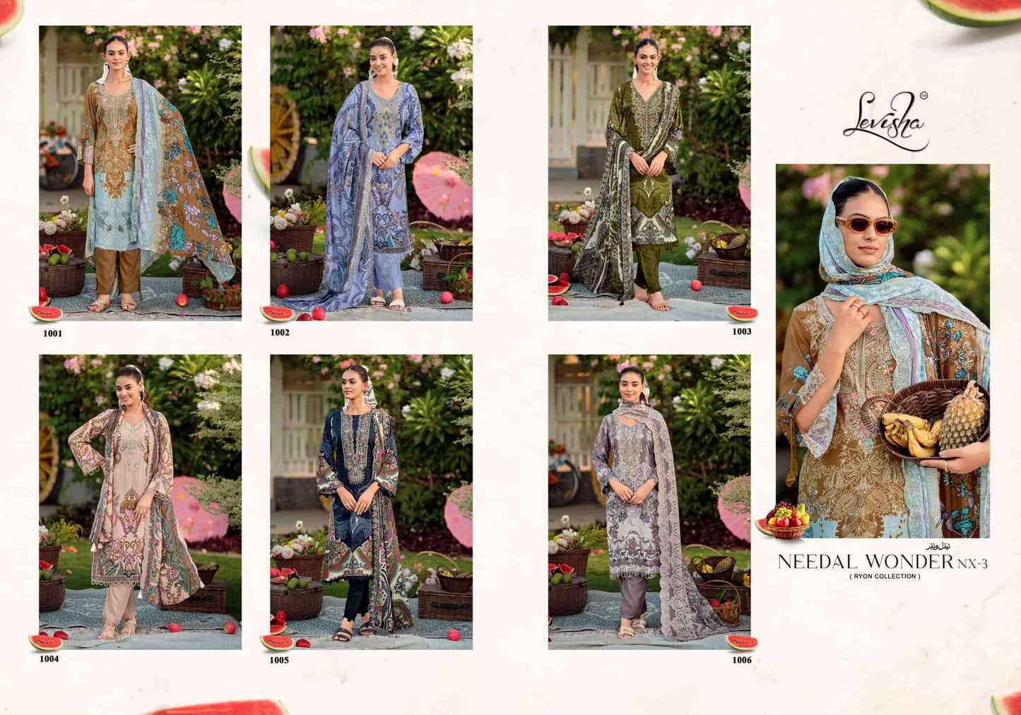 Levisha Needal Wonder Nx Vol 3 Rayon Viscose Pakistani Style Embroidered Salwar Suit Set