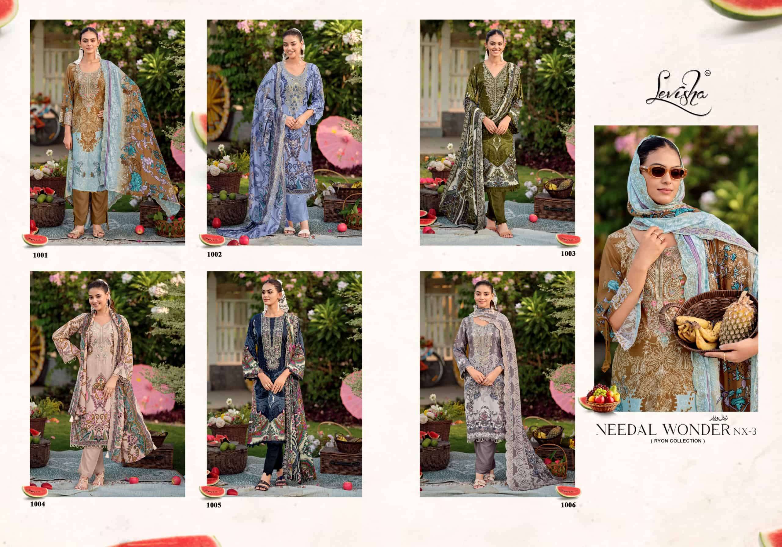 Levisha Needal Wonder Nx Vol 3 Rayon Viscose Pakistani Style Embroidered Salwar Suit Set