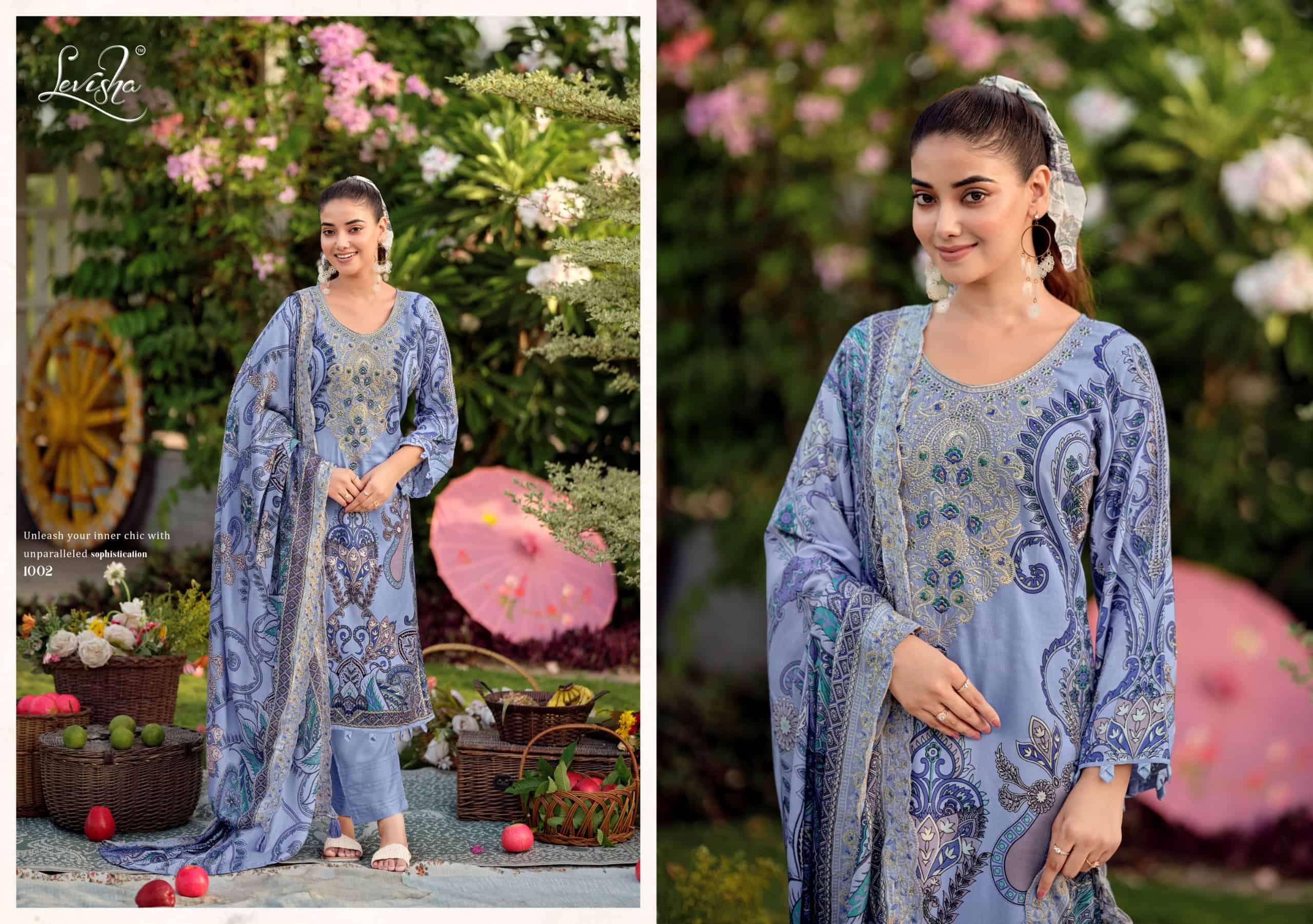 Levisha Needal Wonder Nx Vol 3 Rayon Viscose Pakistani Style Embroidered Salwar Suit Set