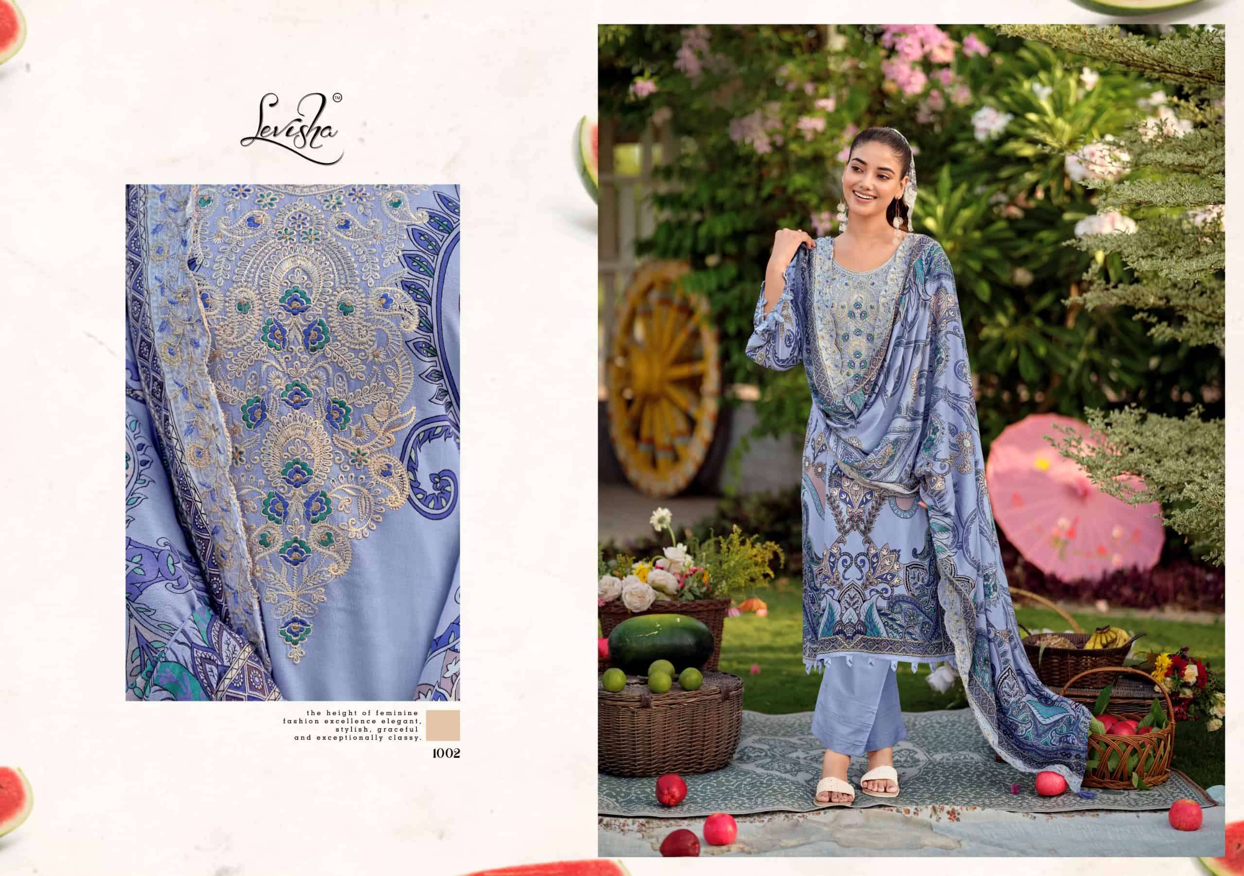 Levisha Needal Wonder Nx Vol 3 Rayon Viscose Pakistani Style Embroidered Salwar Suit Set