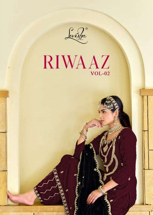 Levisha Riwaaz Vol 2 Pure Velvet Embroidered Dress Material