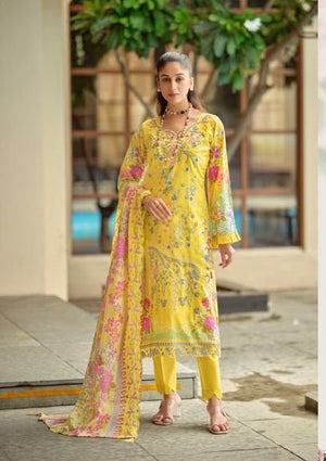 Levisha Zara Shahjahan Cambric Lawn Cotton Printed Embroidered Dress Material - Amrah Wholesale