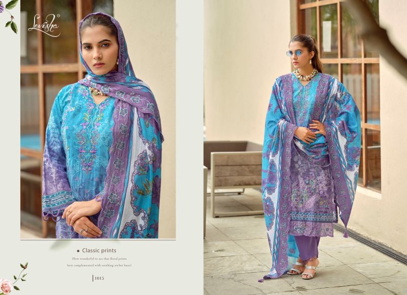 Levisha Zara Shahjahan Cambric Lawn Cotton Printed Embroidered Dress Material - Amrah Wholesale