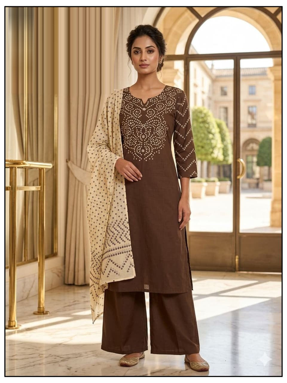 LRC 02 Dhabu Cotton Manual Work Kurti Pant Dupatta Set