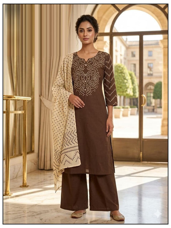 LRC 02 Dhabu Cotton Manual Work Kurti Pant Dupatta Set - Amrah Wholesale