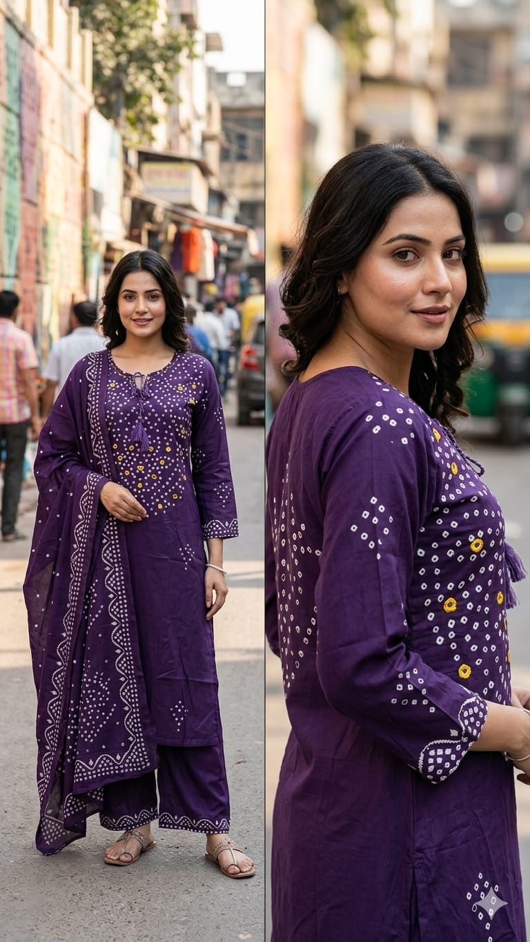 LRC 03 Cotton Manual Work Kurti Pant Dupatta Set