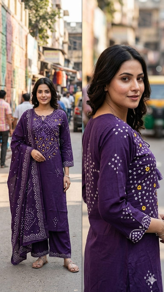 LRC 03 Cotton Manual Work Kurti Pant Dupatta Set
