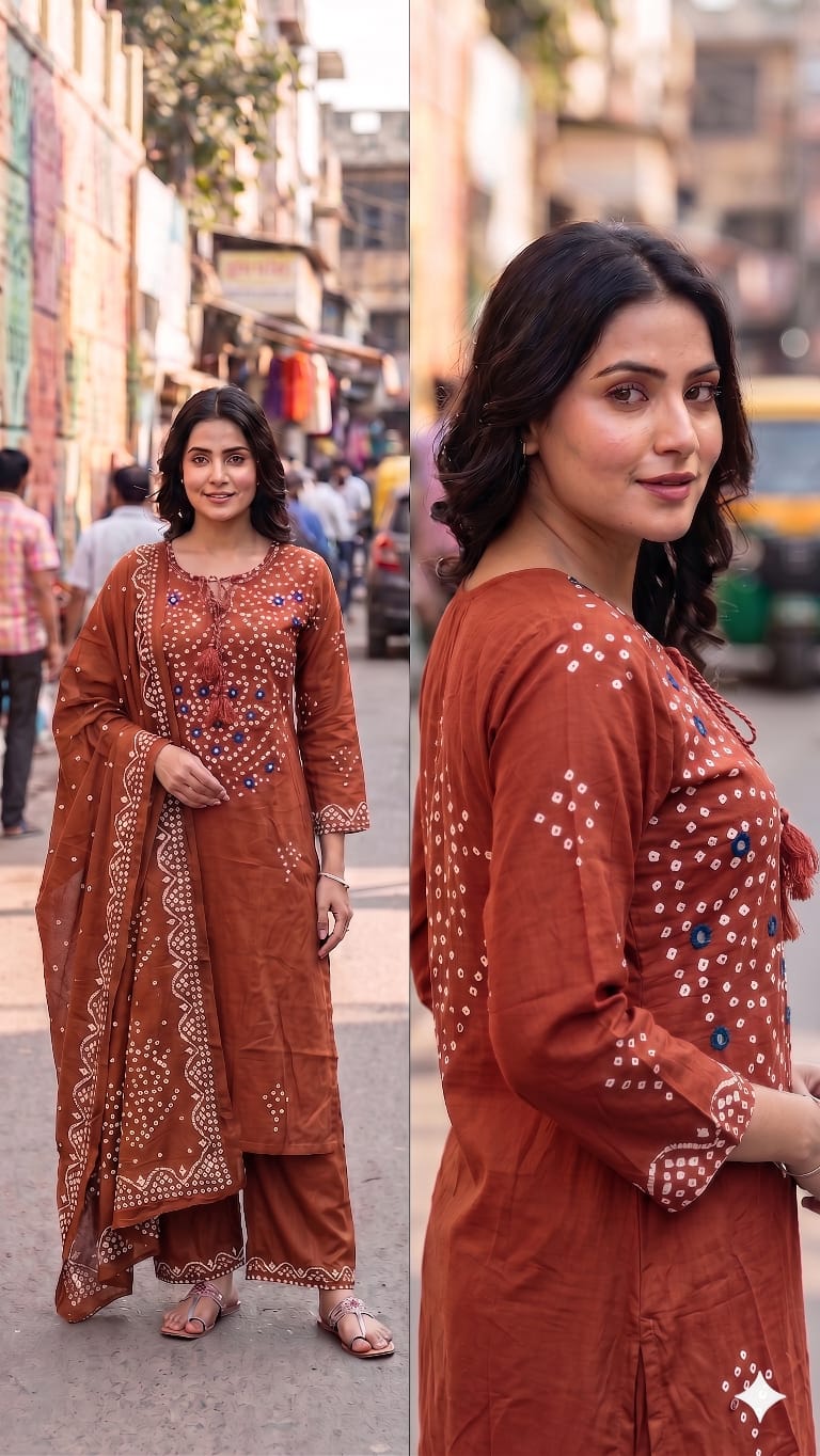 LRC 03 Cotton Manual Work Kurti Pant Dupatta Set