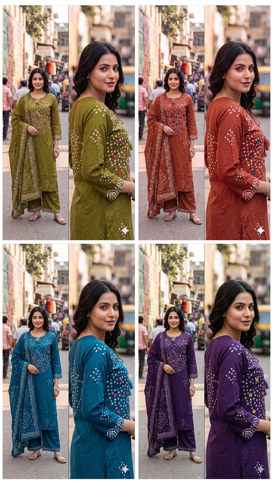 LRC 03 Cotton Manual Work Kurti Pant Dupatta Set - Amrah Wholesale
