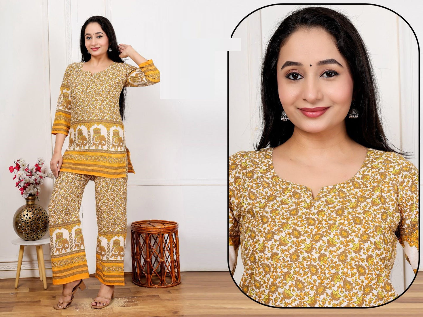 Amrah Wholesale Lrc 15 Cotton Kalamkari Printed Co-Ord Set Collection