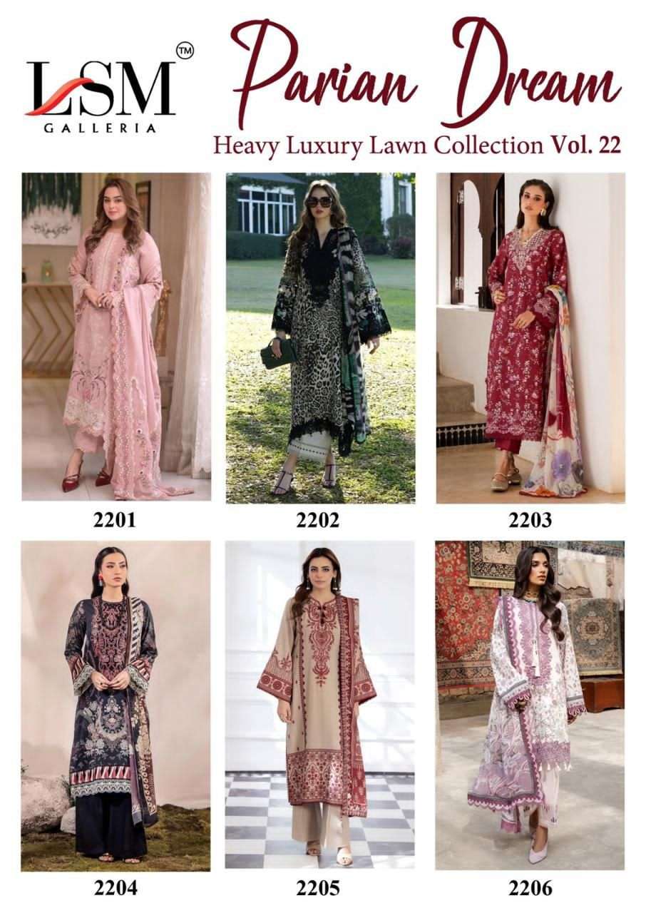 LSM Fabrics Parian Dream Vol 22 Heavy Lawn Cotton Dress Material