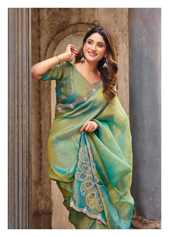 LT Fabrics Jimmy Vol 2 PN Cloud Fancy Embroidered Saree - Amrah Wholesale
