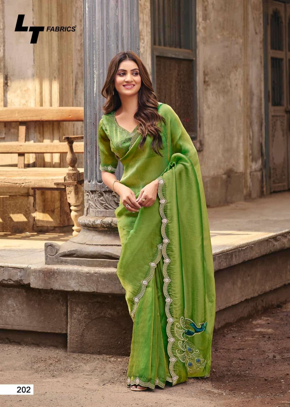 LT Fabrics Jimmy Vol 2 PN Cloud Fancy Embroidered Saree - Amrah Wholesale