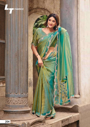 LT Fabrics Jimmy Vol 2 PN Cloud Fancy Embroidered Saree