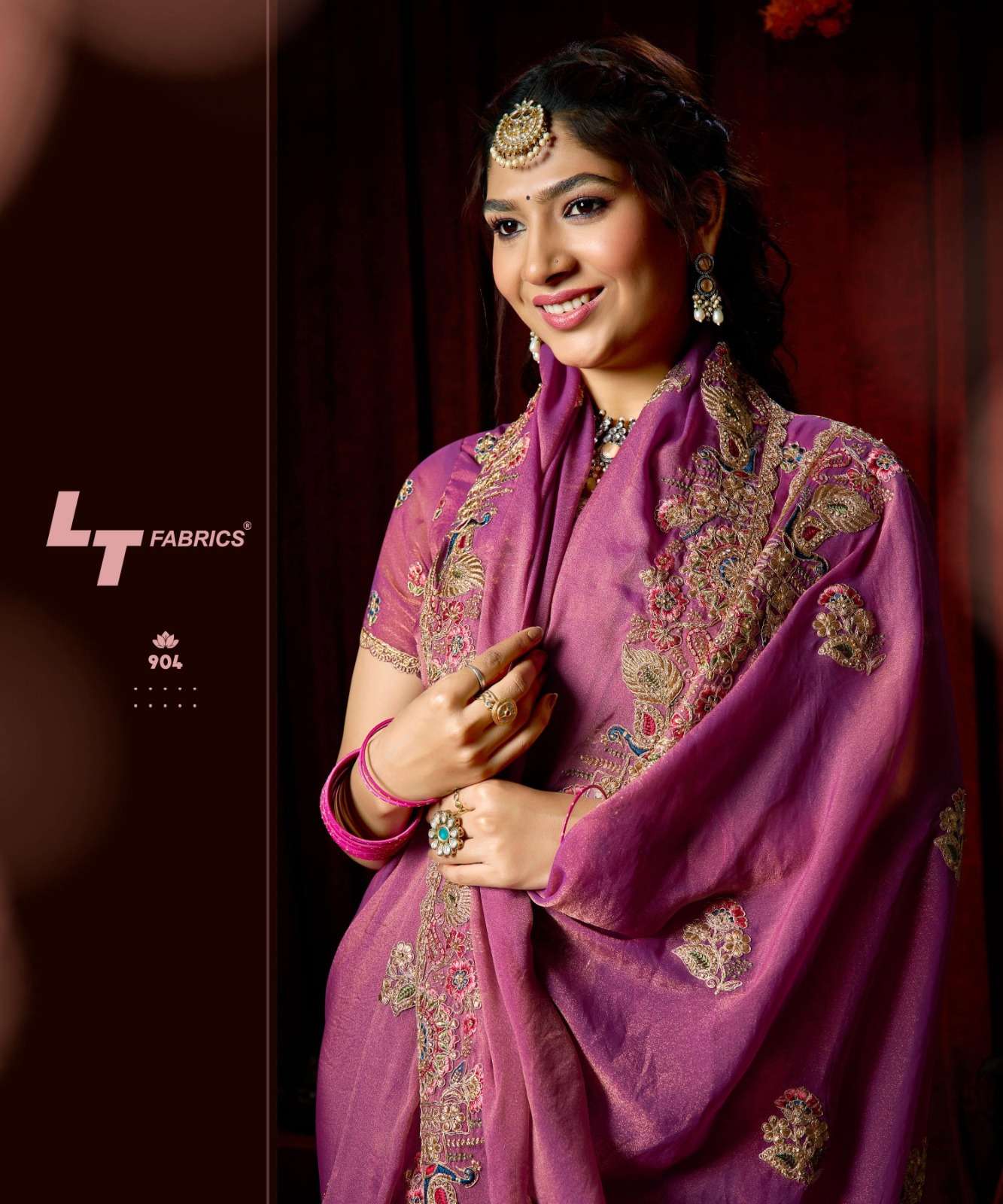 LT Fabrics Jimmy Vol 9 PN Cloud Fancy Embroidered Saree - Amrah Wholesale