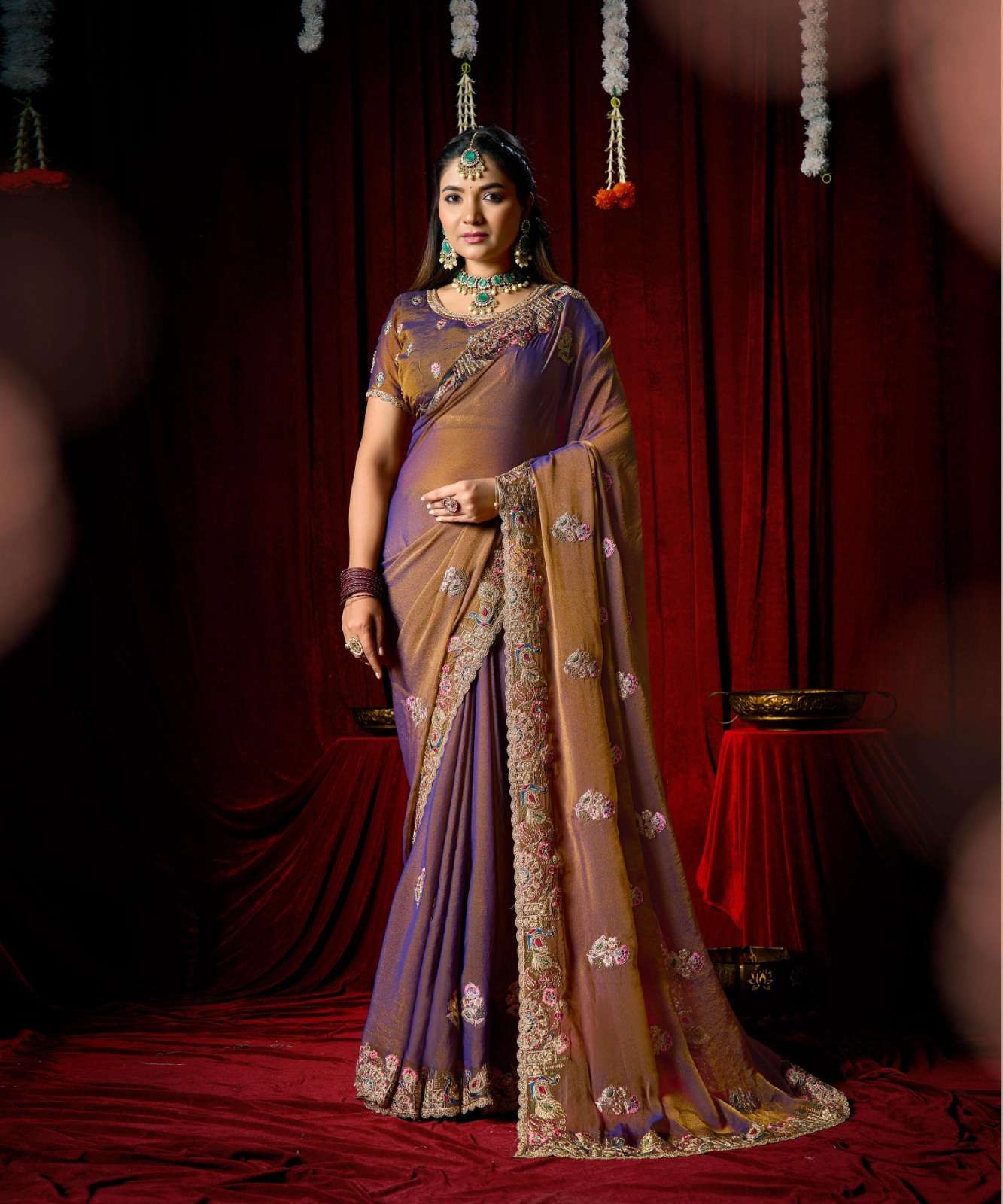LT Fabrics Jimmy Vol 9 PN Cloud Fancy Embroidered Saree - Amrah Wholesale