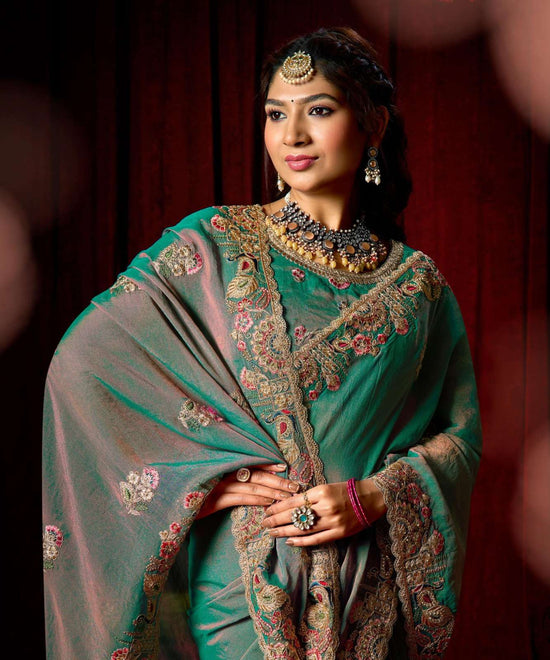 LT Fabrics Jimmy Vol 9 PN Cloud Fancy Embroidered Saree - Amrah Wholesale