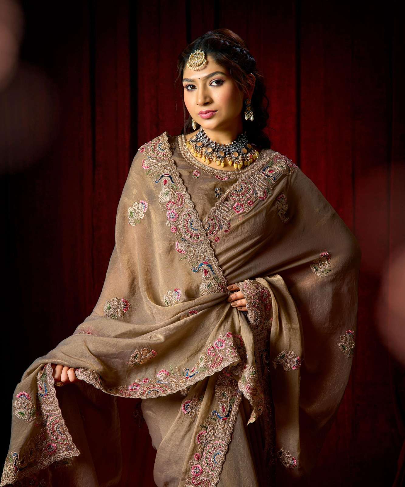 LT Fabrics Jimmy Vol 9 PN Cloud Fancy Embroidered Saree - Amrah Wholesale
