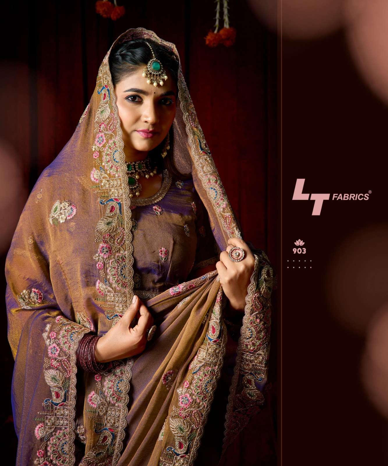 LT Fabrics Jimmy Vol 9 PN Cloud Fancy Embroidered Saree - Amrah Wholesale