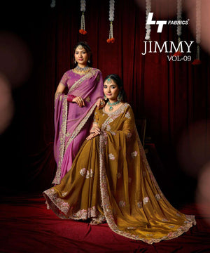LT Fabrics Jimmy Vol 9 PN Cloud Fancy Embroidered Saree