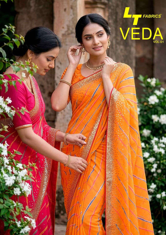LT Fabrics Veda Vol 1 Dull Moss Handwork Sequence Saree - Amrah Wholesale
