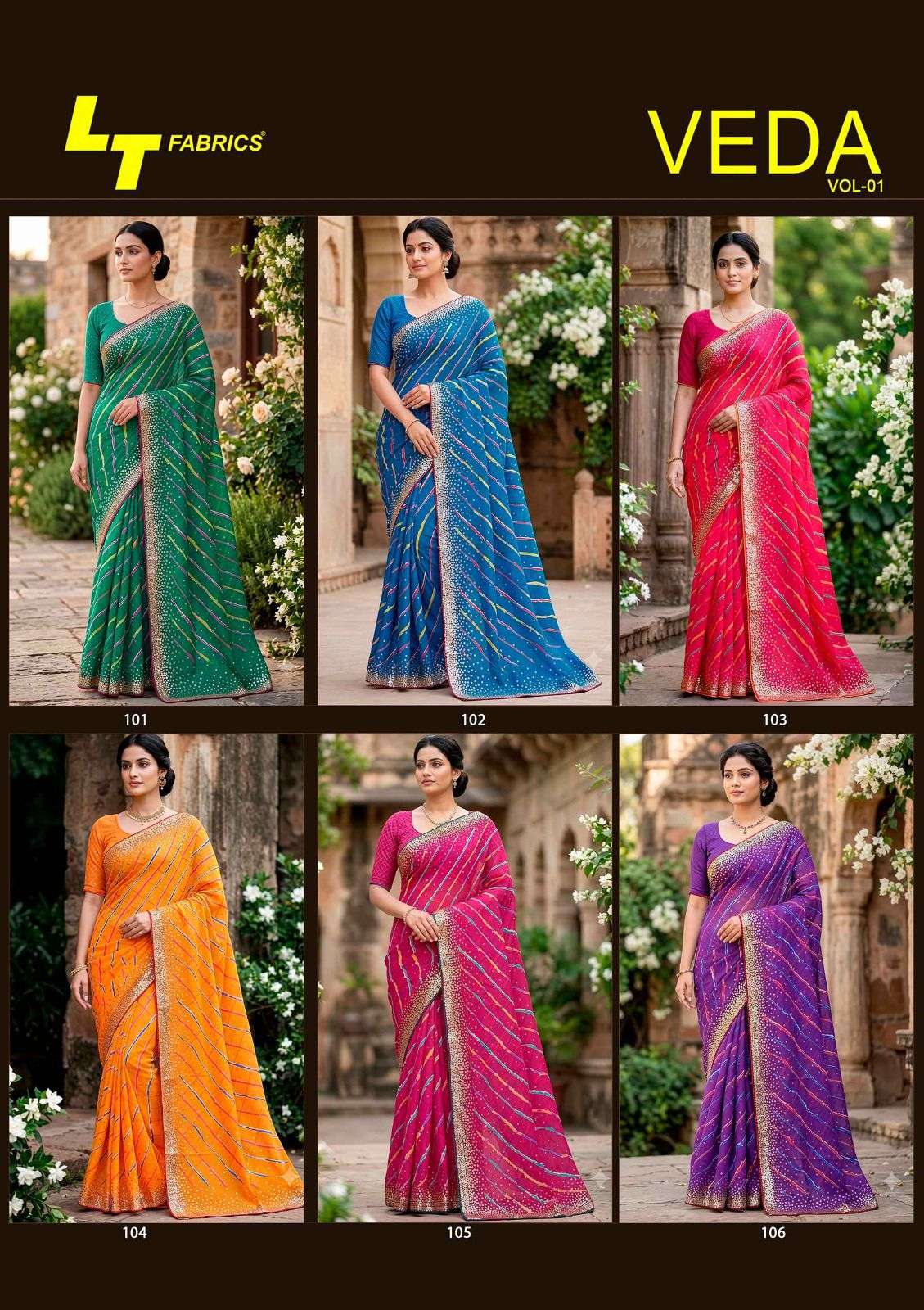 LT Fabrics Veda Vol 1 Dull Moss Handwork Sequence Saree - Amrah Wholesale