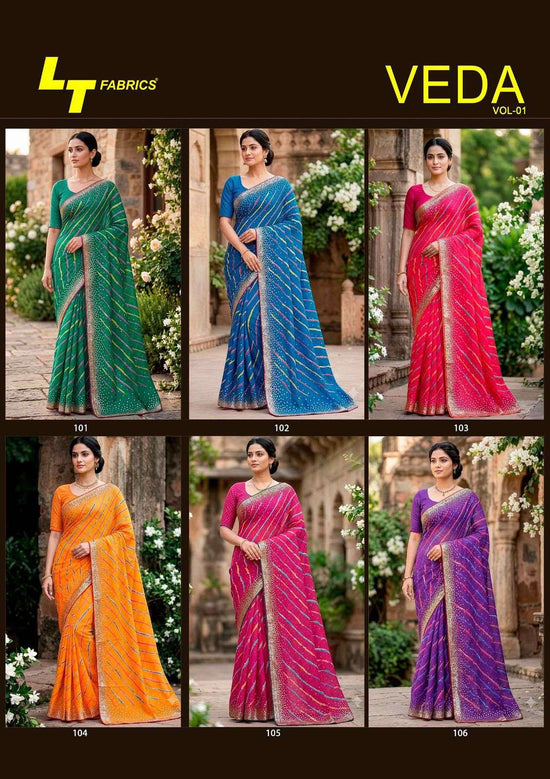 LT Fabrics Veda Vol 1 Dull Moss Handwork Sequence Saree - Amrah Wholesale