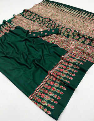 Lux Vol 34 Satin Crepe Ajrakh Printed Saree Collection