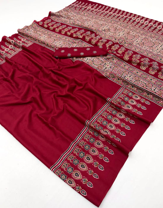 Lux Vol 34 Satin Crepe Ajrakh Printed Saree Collection