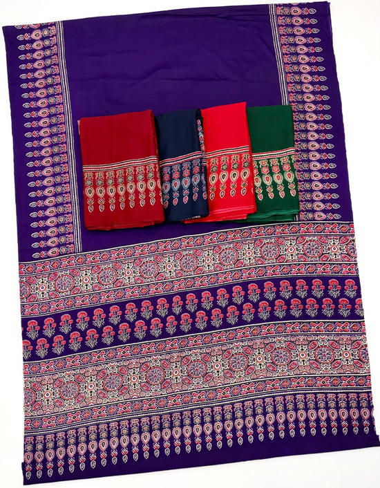 Lux Vol 34 Satin Crepe Ajrakh Printed Saree Collection