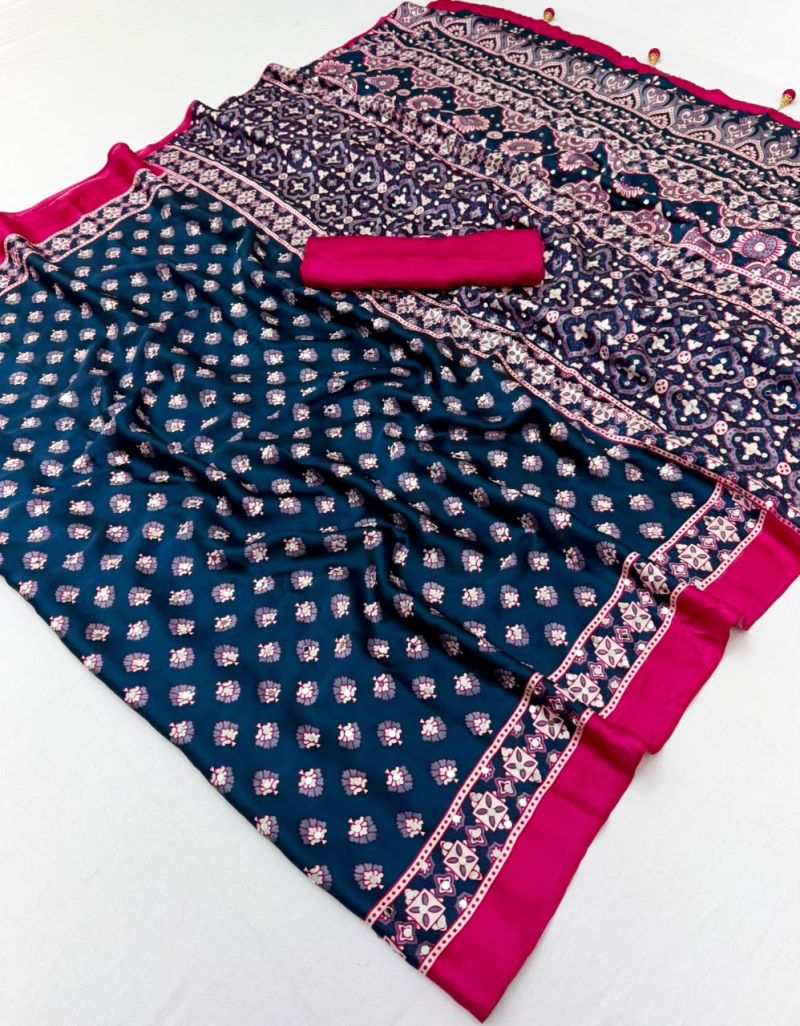 Lux Vol 43 Pure Modal Mirror Work Saree Collection