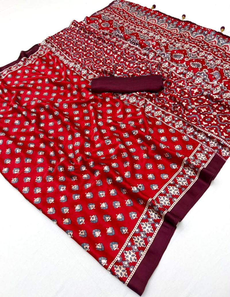 Lux Vol 43 Pure Modal Mirror Work Saree Collection