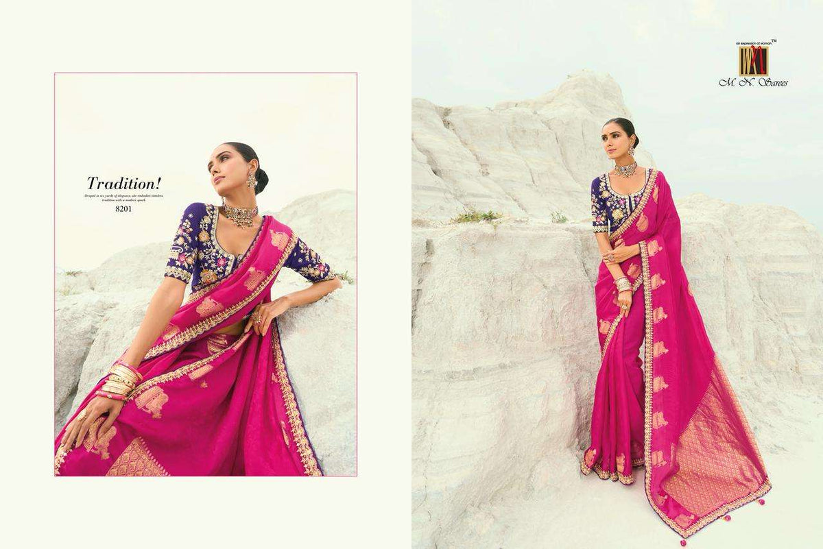 M.N Sarees Shahi Poshak Vol-07 Viscose Satin Saree