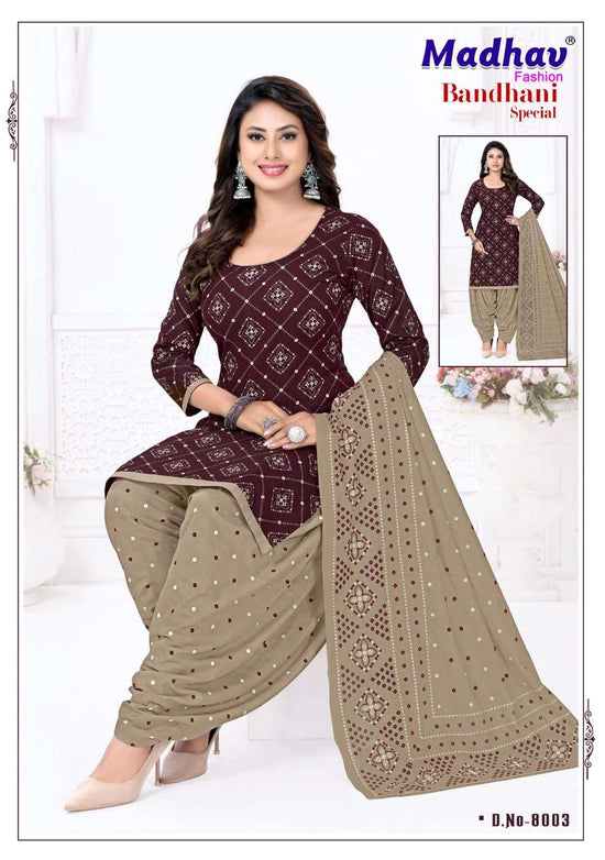 Madhav Fashion Bandhani Special Vol 8 Pure Cotton Bandhani Dress Material