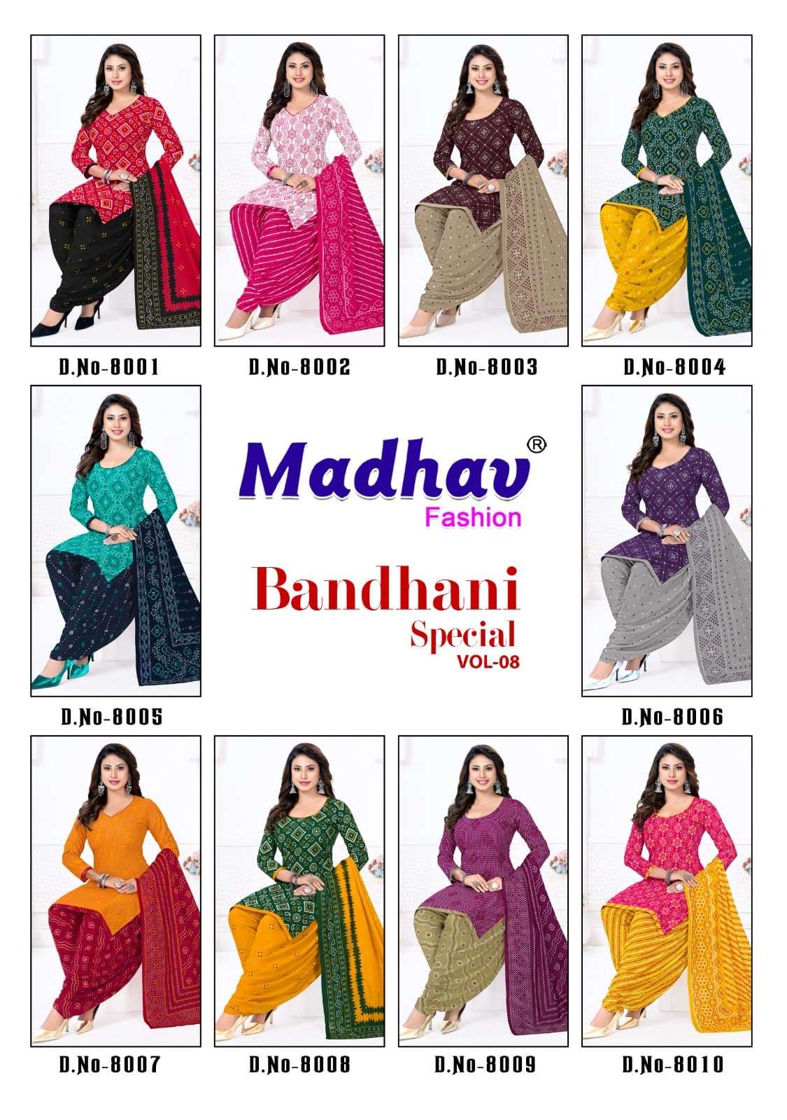Madhav Fashion Bandhani Special Vol 8 Pure Cotton Bandhani Dress Material
